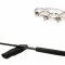 Set baston telescopic negru 50 cm + box craniu argintiu