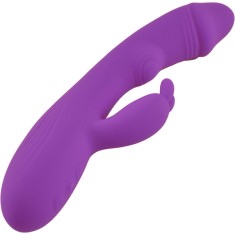 Vibrator Rabbit Fire, 10 Moduri Vibratii, 5 Moduri Pulsatii, Silicon, USB, Mov, 21 cm, Mokko Toys
