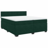 Cumpara ieftin Pat box spring cu saltea, verde inchis, 200x200 cm, catifea