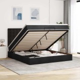 vidaXL Cadru de pat otoman cu saltele, țesătură neagră 200x200cm 3313350