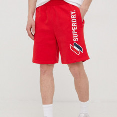 Superdry pantaloni scurti din bumbac barbati, culoarea rosu