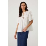 Medicine bluza din bumbac femei, culoarea alb, cu imprimeu