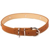 Zgarda catei piele eco model oase 60x2.5 cm, maro