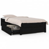 Cadru de pat cu sertare, negru, 90x200 cm
