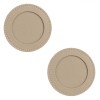 Set 2 Suporturi Pahare Rotunde Taupe, Textura Piele Ecologica, 10cm, Husa PVC Inclusa, Protectie Masa Eleganta