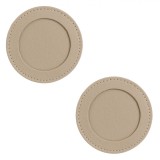 Set Suporturi Pahare, Model Rotund, Textură Faux Piele, 10cm, Culoare Taupe, 2 Bucăți, Oem