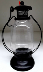 Suport tip lampa de gaz din fier forjat pentru lumanare pastila , h 18 cm foto