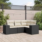vidaXL Set mobilier de grădină cu perne, 4 piese, negru, poliratan 3254843