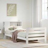 VidaXL Cadru de pat fără saltea, alb, 90x200 cm, lemn masiv pin