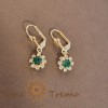 Cercei placati cu aur cu cristale zirconia verzi Flora - 2.5 cm, SaraTremo