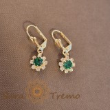 Cumpara ieftin Cercei placati cu aur cu cristale zirconia verzi Flora - 2.5 cm