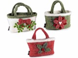 Set 3 gentute Craciun textil multicolor cm21x7,5x20H