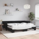 VidaXL Pat de zi cu extensie și saltea, negru, 90x200 cm, catifea