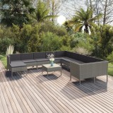 vidaXL Set mobilier de grădină cu perne, 12 piese, gri, poliratan 3094522