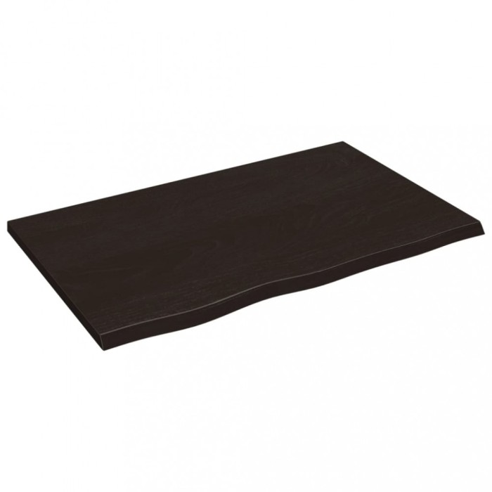 Blat de baie, maro inchis, 80x50x2 cm, lemn masiv tratat