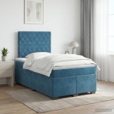 Cumpara ieftin Pat boxspring cu saltea albastru 120 x 190 cm Catifea