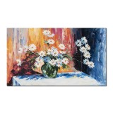 Tablou pictat manual living, dormitor - Margarete,margarete - 100x60cm ulei panza in cutit, efect 3D, Magnific