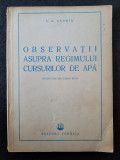 I. A. Sadrin - Observatii asupra regimului cursurilor de apa (1951)