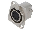 Conector XLR 5 pini soclu mamă AMPHENOL AX5FD 7,5A 133V IP40 lipire 18AWG