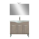 Set Baie Complet Leziter Nerva Prime 105 cu Chiuveta Ceramica, Culoare Stejar Rauna, MDF, Livrat Asamblat