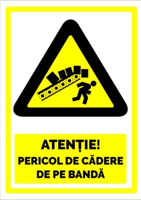 Semn pericol de cadere de pe banda foto