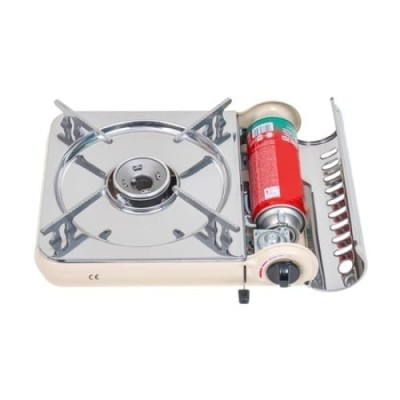 Aragaz de camping, cu aprindere electrica, cu 1 arzator, putere 2.5kw, dimensiuni 33x18x10, crem foto