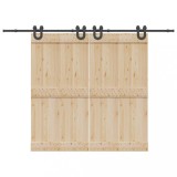VidaXL Set feronerie pentru uși glisante, negru, 366 cm, oțel
