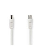 Cablu coaxial antena IEC tata - IEC mama 1.5m dublu ecranat alb, Nedis