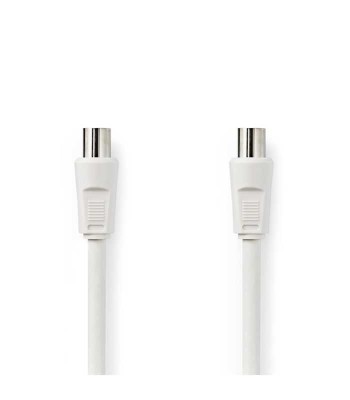 Cablu coaxial antena IEC tata - IEC mama 1.5m dublu ecranat alb foto