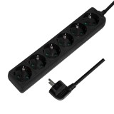 PRELUNGITOR LOGILINK, Schuko x 6, cablu 3G 1.5mm2, 230 V/16 A, 50 Hz, max. 3500 W, IP20, 1.5m, negru, &quot;LPS238B&quot; (timbru verde 0.8 lei)