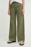 Levi&#039;s pantaloni PLEATED WIDELEG femei, culoarea verde, lat, high waist