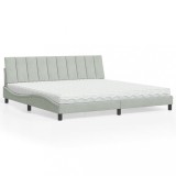 VidaXL Pat cu saltea, gri deschis, 200x200 cm, catifea