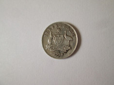 Australia 3 Pence 1918 argint 925,regele George V foto