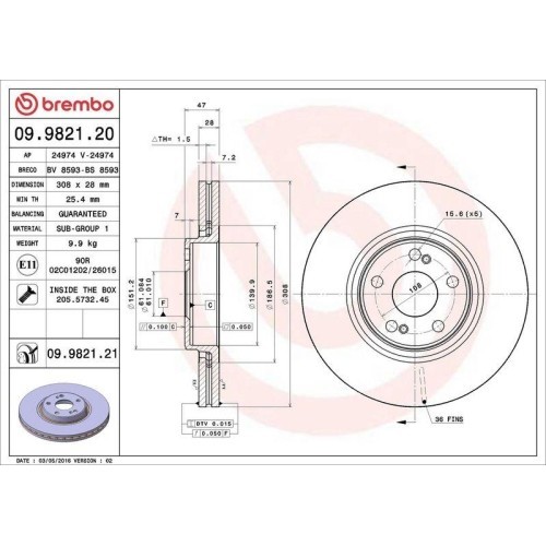 Set disc frana Renault Espace 4 (Jk0/1) 11.02-, Laguna 2 (Bg0/1) 03.01-12.07, Laguna 2 Grandtour (Kg0/1) 03.01-12.07, Fata, 308X28mm, ventilat, BREMB