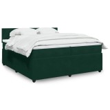 vidaXL Pat box spring cu saltea, verde &icirc;nchis, 200x200 cm, catifea 3287827