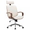 vidaXL Scaun de birou rotativ, crem, piele ecologică și lemn curbat 283136