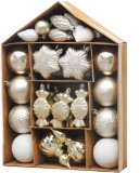 Set globuri si ornamente de Craciun MagicHome, 32 piese, bej