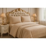 Set Lenjerie Deluxe Cu Broderie Capuccino , Eleganta pura in 4 piese