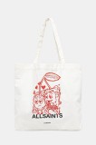 AllSaints geanta de bumbac BREAKUP culoarea alb, M086XC