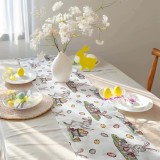 Cumpara ieftin Traversă de masă 180x40 cm, din bumbac impermeabil, napron cu imprimeu 3D de Paște, Koken, rezistent la pete și murdărie