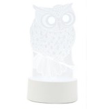 Lampa LED decorativa 3D eMazing, forma bufnita, inaltime 20 cm si lumina multicolora