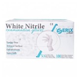 Mănuși medicale de examinare Serix Dark, nitril, albe, nepudrate, mărimea XS, 100 bucăți