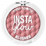 Fard Obraz Miss Sporty Insta Glow Blusher 002, 6.5 g, Fard de Obraz Insta Glow Blusher, Fard de Obraz Blush, Pudra de Obraz, Fard pentru Obraji Imbujo