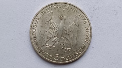 Germania-5 Mark 1978-100 de ani - Nașterea lui Gustav Stresemann-Argint foto
