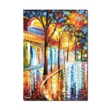 Tablou pictat manual, Peisaj citadin, o seara magica, 70x50cm ulei pe panza, Spectaculos