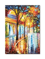 Tablou pictat manual, Peisaj citadin, o seara magica, 70x50cm ulei pe panza, Spectaculos foto