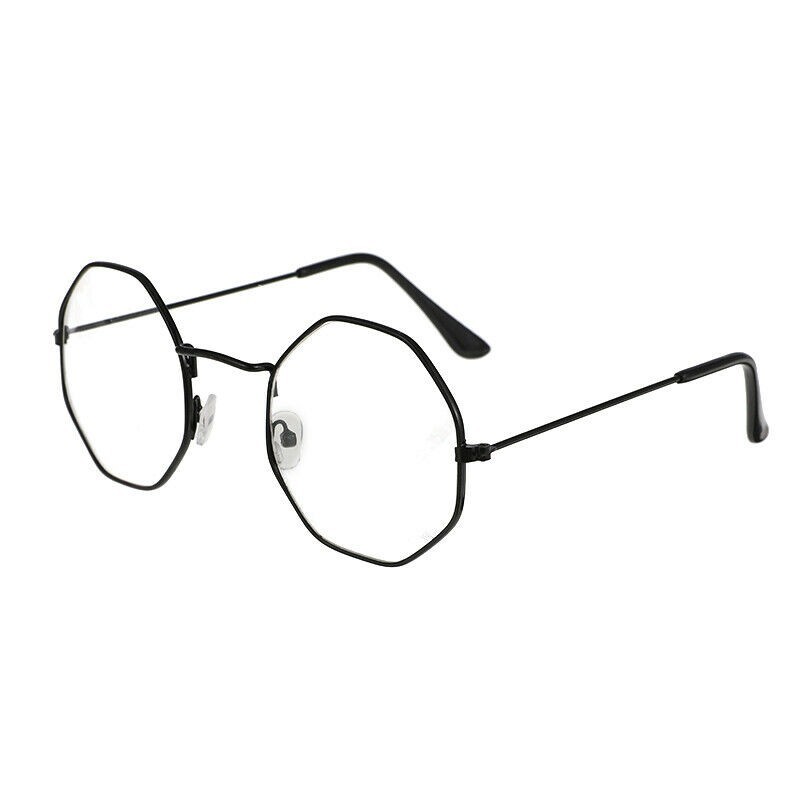 Ochelari rama neagra octogonala poligon lentila transparenta antiradiatii,  Supradimensionat, Unisex | Okazii.ro