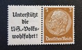 Germania (Deutsches Reich 1933-1934) "Paul von Hindenburg" "Unterst&uuml;tzt die NS.-Volkswohlfahrt!" (3Pf Maro, MINT / Neștampilat) CLK1