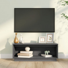 Comoda TV, gri, 90x35x35 cm, lemn masiv de pin GartenMobel Dekor