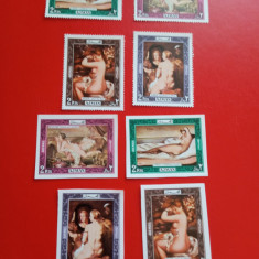 AJMAN, PICTURA NUD - SERIE COMPLETĂ PERF./IMPERF. MNH